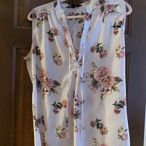 Floral tie front tank